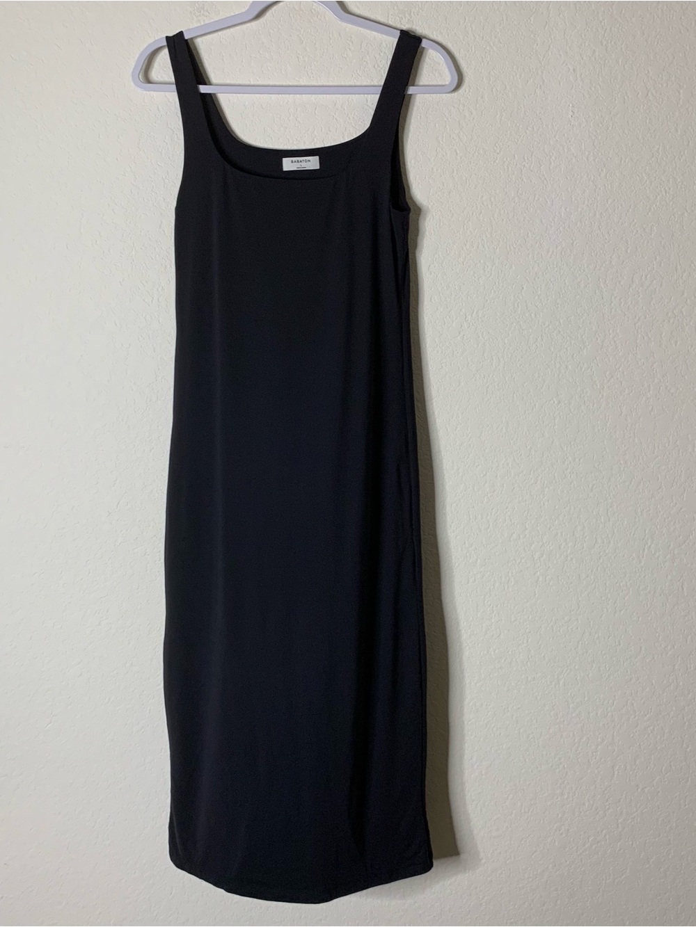 Babaton Aritzia black contour square neck midi dress L